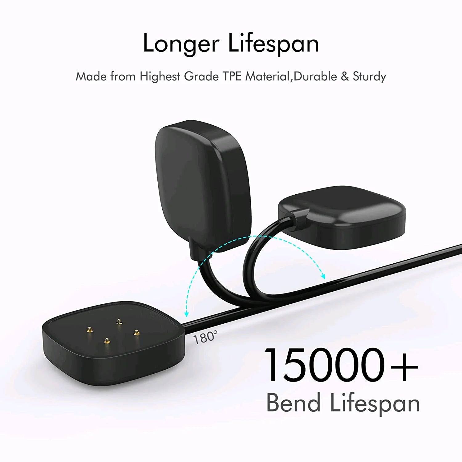 Wireless Charging Dock for Fitbit Sense, Versa 3, and Versa 4 - USB Fast Charging Cable
