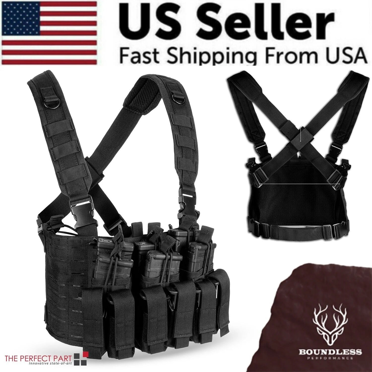 Tactical Chest Rig Vest with Kangaroo Magazine Pouch for Military Recon and Airsoft Activities